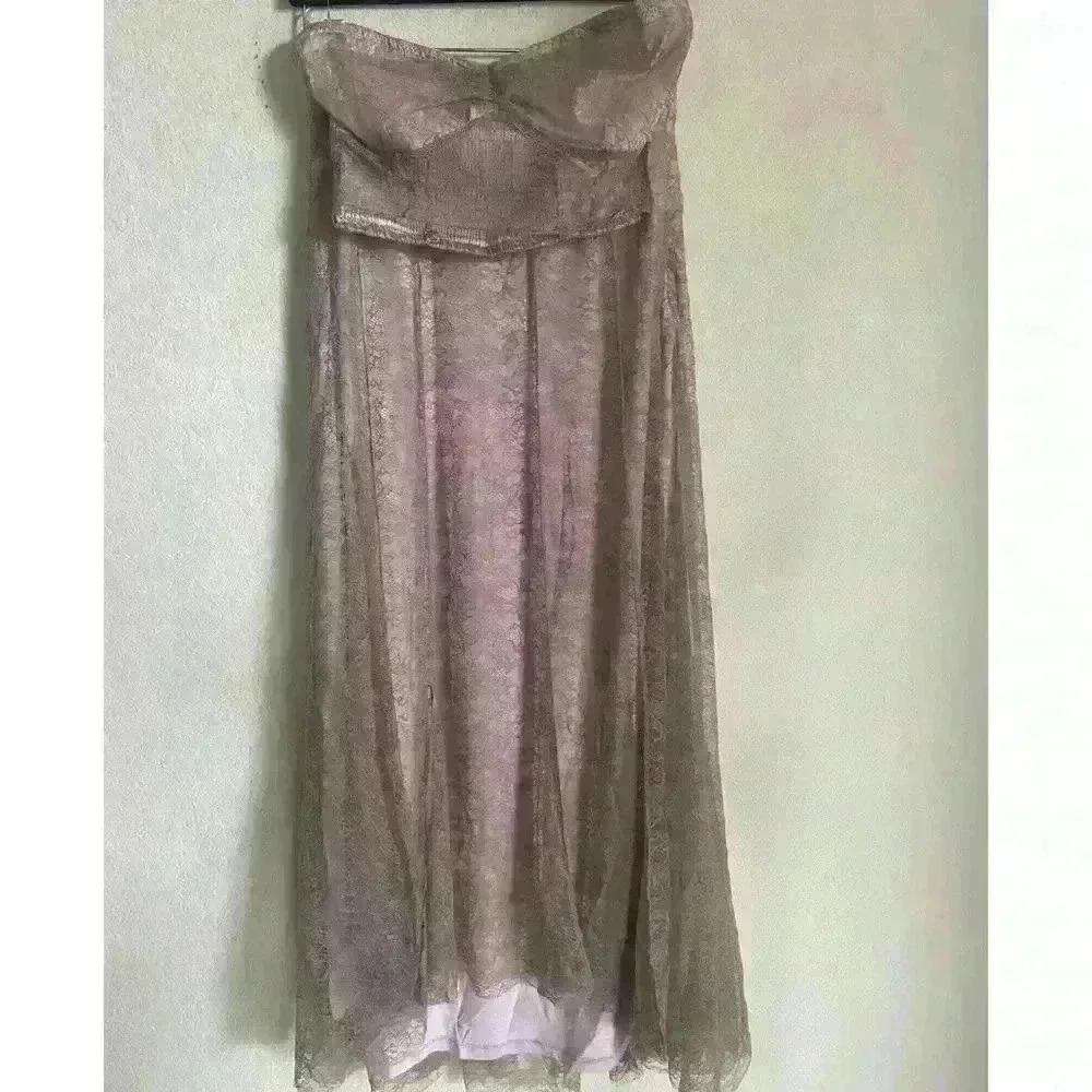 Free People Shape Up Your Set Boho Lace Sandy Pink Combo Fairy Maxi Skirt Size S - Picture 2 of 16
